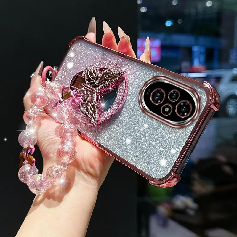 Elegant Butterfly Bracket and Lanyard Phone Case
