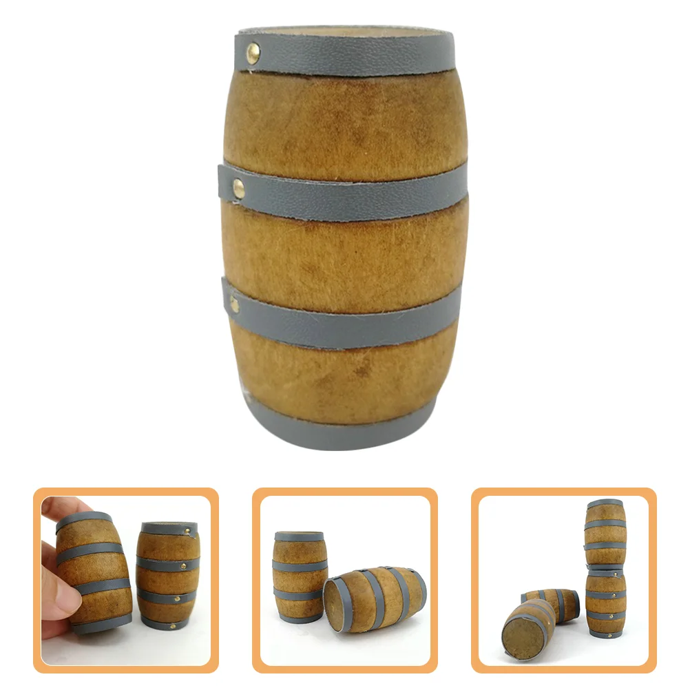 Vintage Retro Decor Mini Beer Barrels Tiny Accessories Miniatures Model Wood Adornment Drink