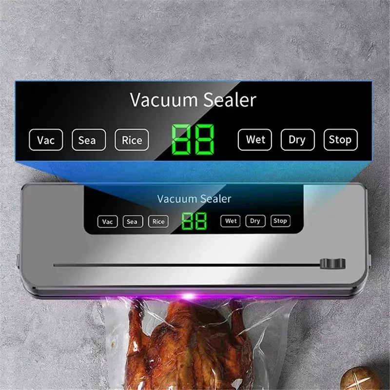 Electric Household Vacuum Sealer Machine - One Touch Operation with Built-in Cutter Kitchen Food Storage Packaging Tool 1