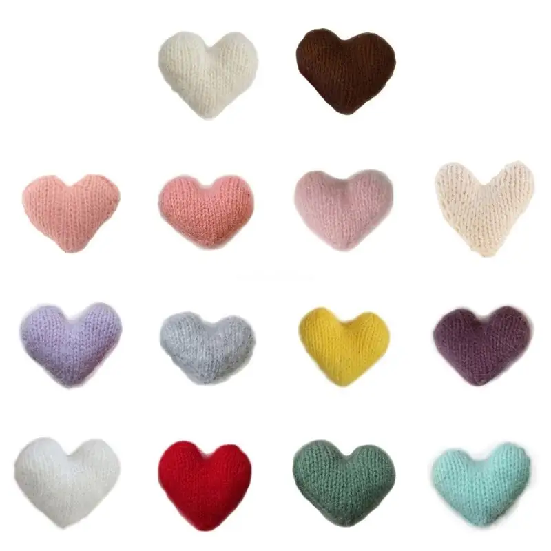 

Photograph Props Mohair Knitted Love Heart Posing Layout Photo Decor for Newborn