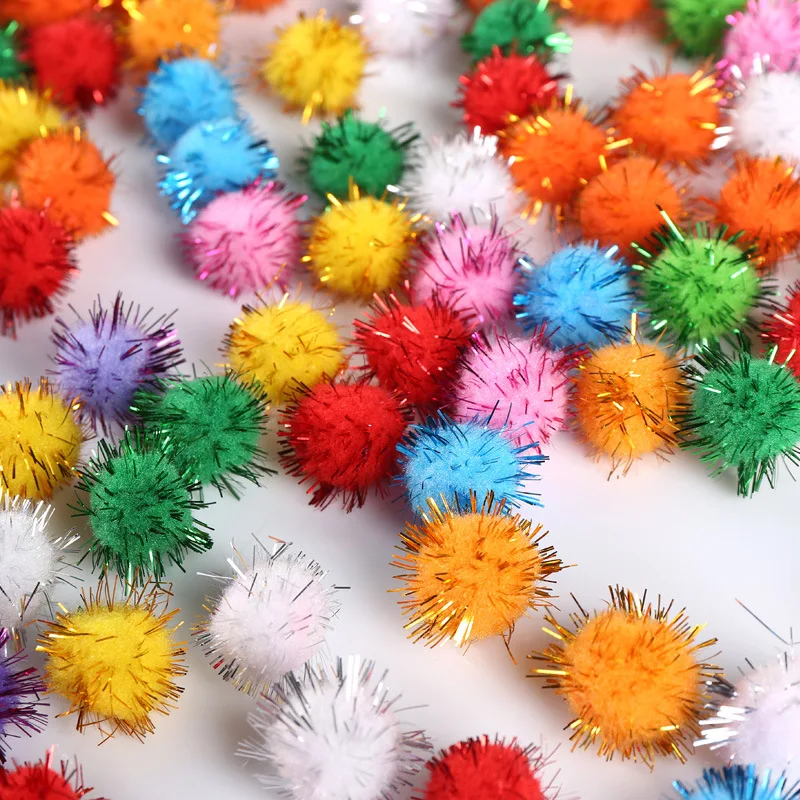 Colored Glitter Balls Pompom Furry Balls Christmas Pom Poms Kids DIY Pompones Craft Supplies Handmade Decoration Materials craft supplies,pom poms craft supplies