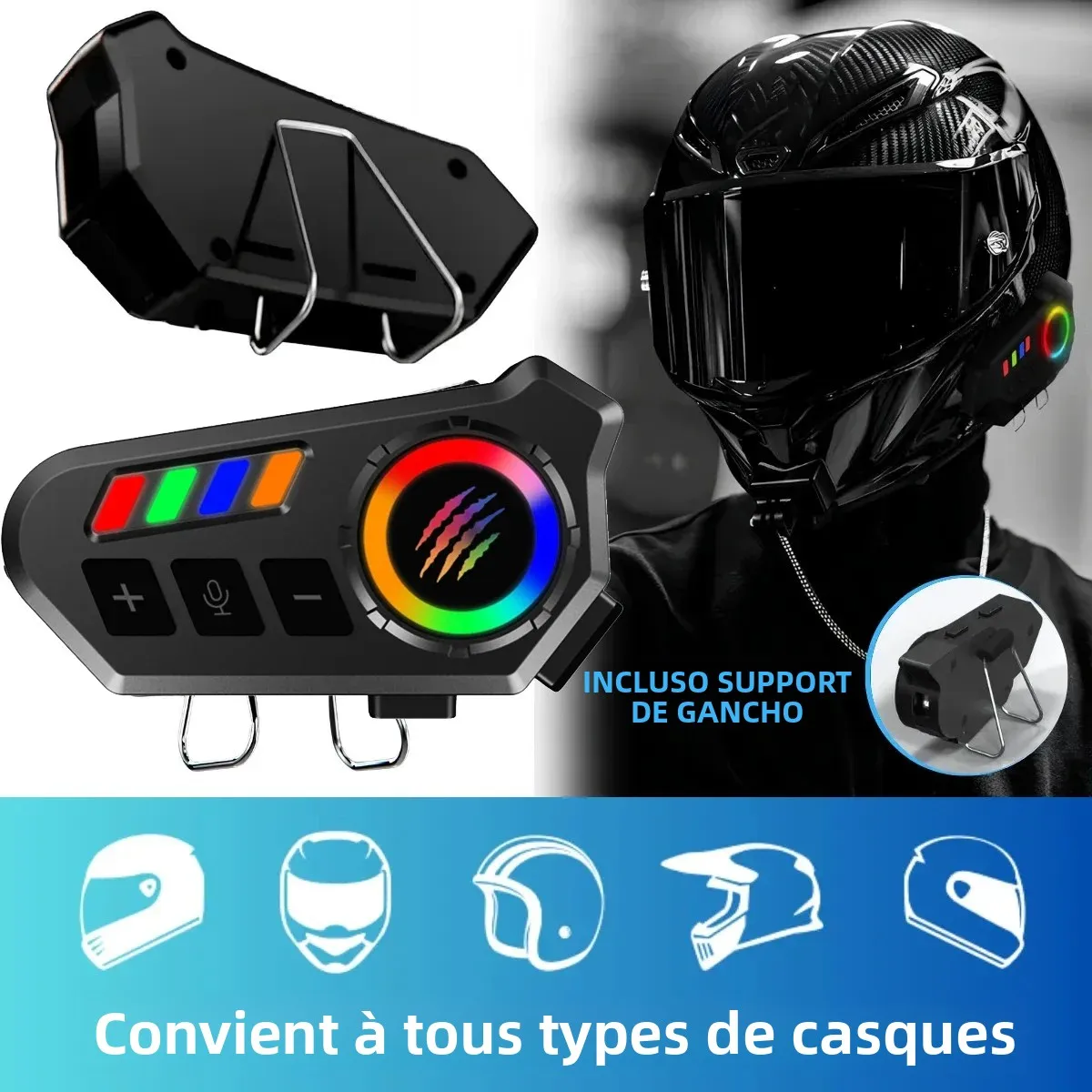 Casque sans fil Bluetooth 5.4, casque, appel mains libres, écouteurs pour Moto, étanche, lecteur de musique MP3, Kit de haut-parleurs pour Moto