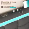 Queen LED Bed Frame with 4 Drawers and 2 USB Charging Station, Upholstered Platform Queen Size Bed Frame, Dark Grey 5