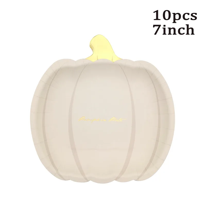

10 Pcs Pumpkin Paper Plates Cup Happy Halloween Party Table decoration birthday wedding party supplies