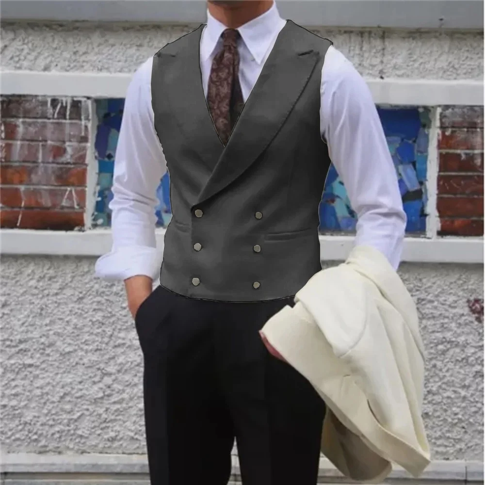 Fashion Men's Waistcoat Formal Dress Suit For Wedding Dress Tailor-made Slim Fit Double-Breasted Vest Colete Masculino 남자조끼