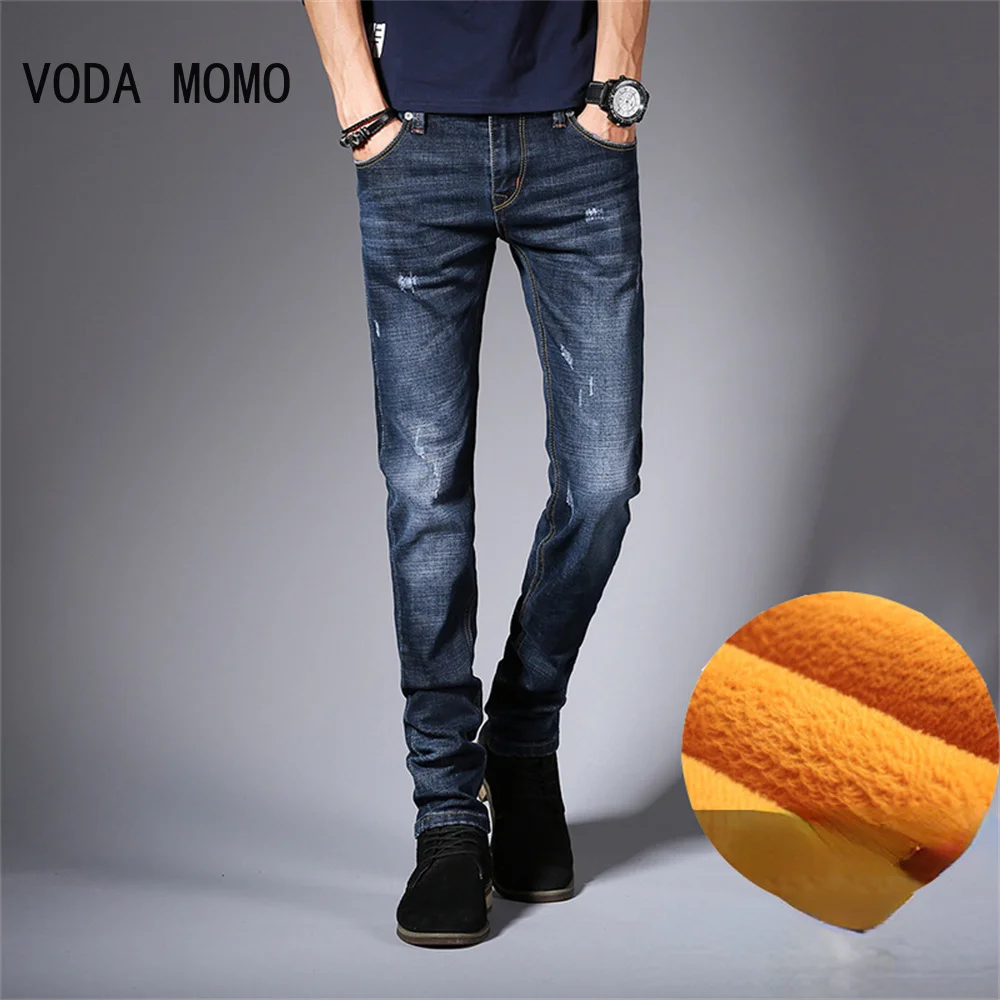 Invierno Hombre TheyLook Jeans Con Forro Polar Para Hombre, Pierna
