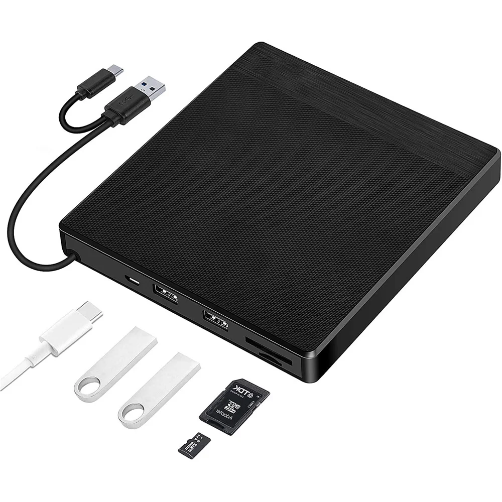 External DVD CD USB 3.0 & Type-C CD/DVD +/-RW DVD drive mit SD TF Card Reader USB Stick Port Laptop Desktop DVD ROM Drive DVD RW