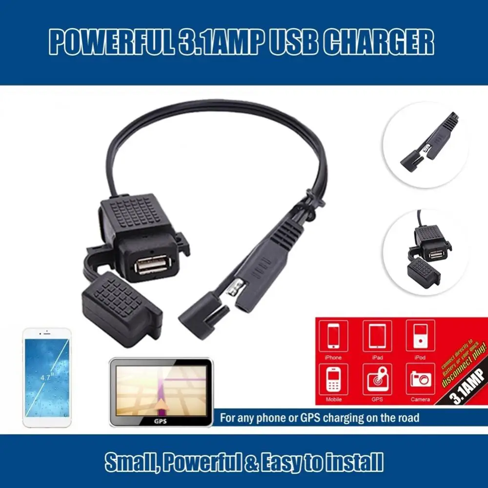 

2.1A Waterproof Motorcycle USB Mobile Phone Charger SAE To USB Adapter Socket Carregador De Celular De Motocicleta