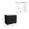 Ferretti Utility Sink with Three Drawers and Double Door Cabinet Black 3