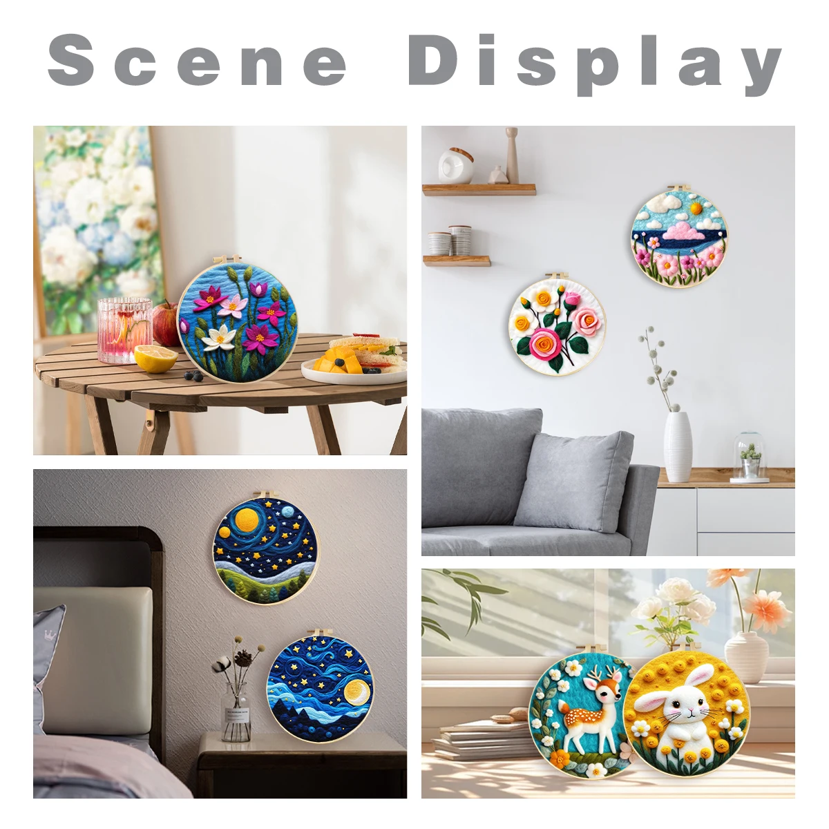 Lighthouse Needle Felting Starter Kits Wool Felt Painting Felt Set With Picture Frame Foam Pad Cloth Handmade Diy Crafts