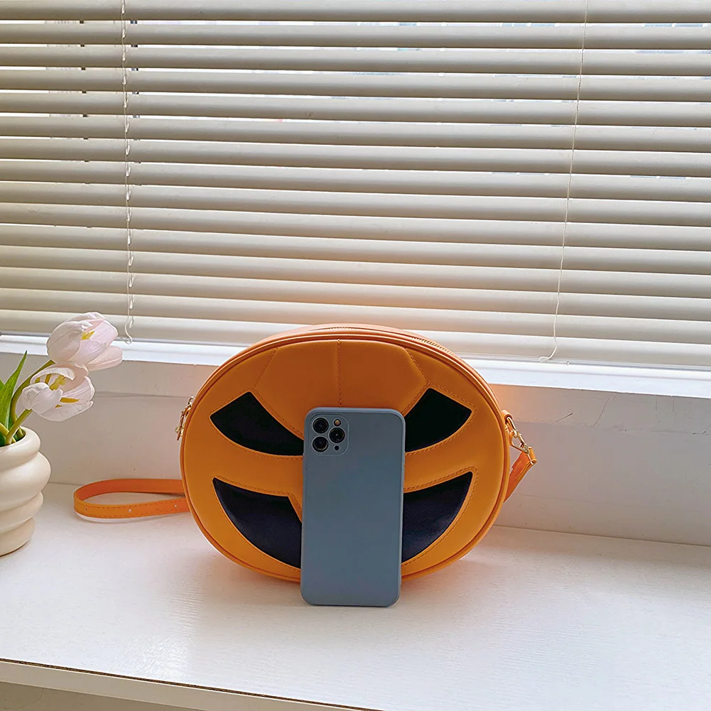 Pumpkin PU Leather Crossbody Bag for Women and Men