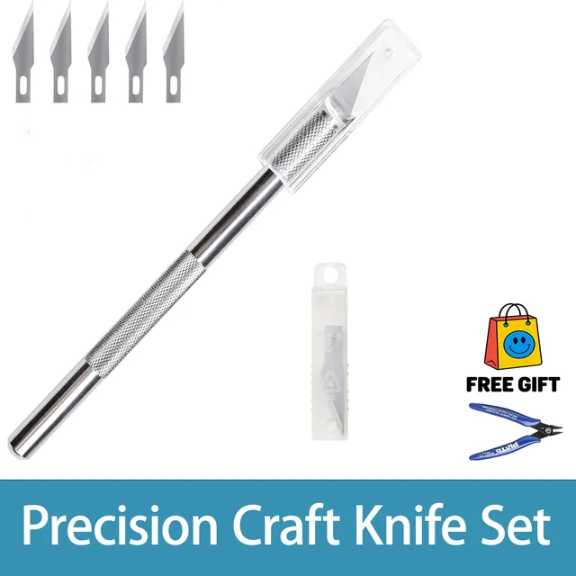 3D Printer Carving Knife Precision Craft Knife Set with 5 SK5 #11 Steel Exacto Knife Blade 1