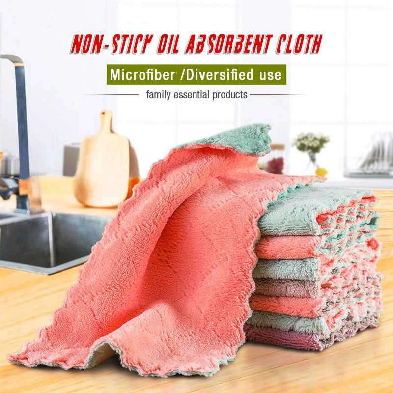 

1Pc Absorbent Kitchen Towels Soft Microfiber Cleaning Cloths Non-stick Oil Dish Cloth Rags For Kitchen Household Dish Towel
