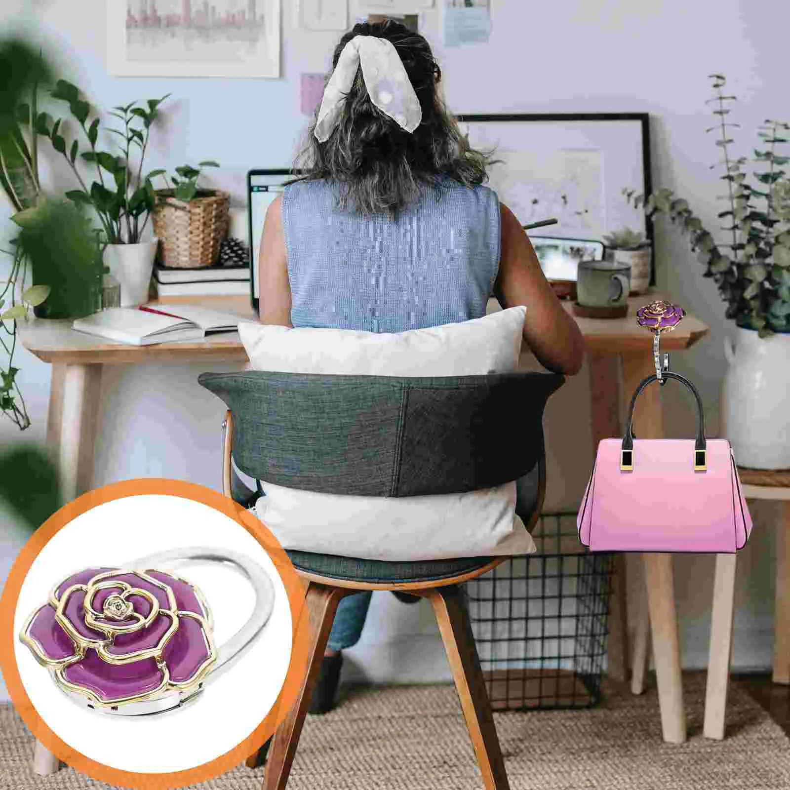 

Carabiner Clip and Hook Aluminum Caribeener Clips Handbag Hangers for Table Flower Shaped Foldable Handbag Hanger Purse Bag