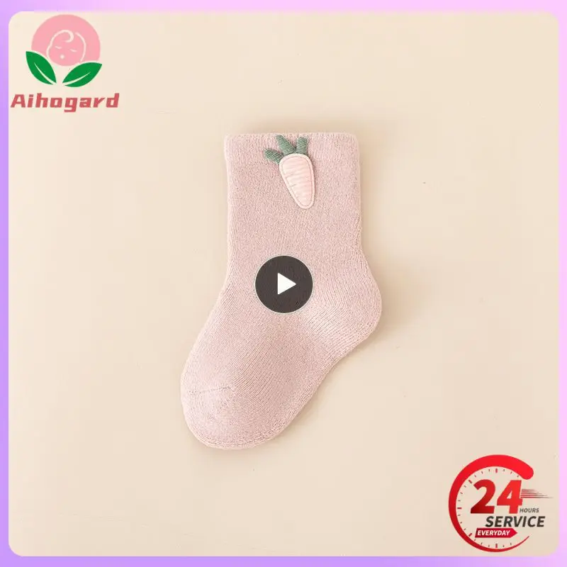 

1PCS Baby socks terry winter thickening warm combed cotton cartoon accessories baby socks cute radish newborn socks