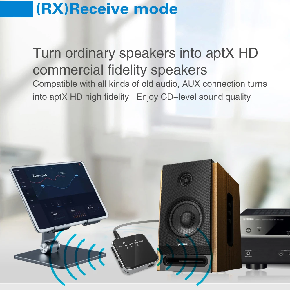 VAORLO aptX-LL/HD/적응형 낮은 대기 시간 Bluetooth 5.2 오디오 수신기 송신기 어댑터 3.5mm Aux 무선 스테레오 음악 어댑터