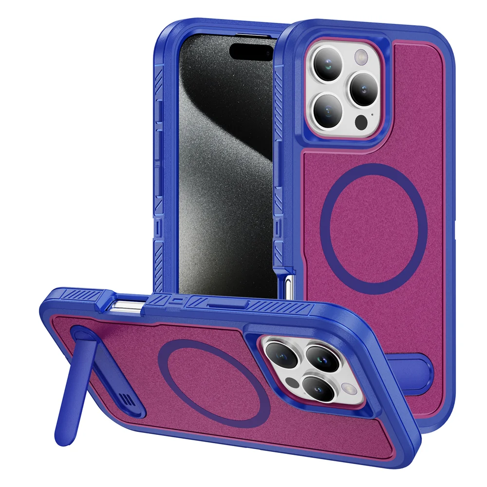 Premium Magnetic Armor Folding Stand Phone Case with MagSafe Compatibility