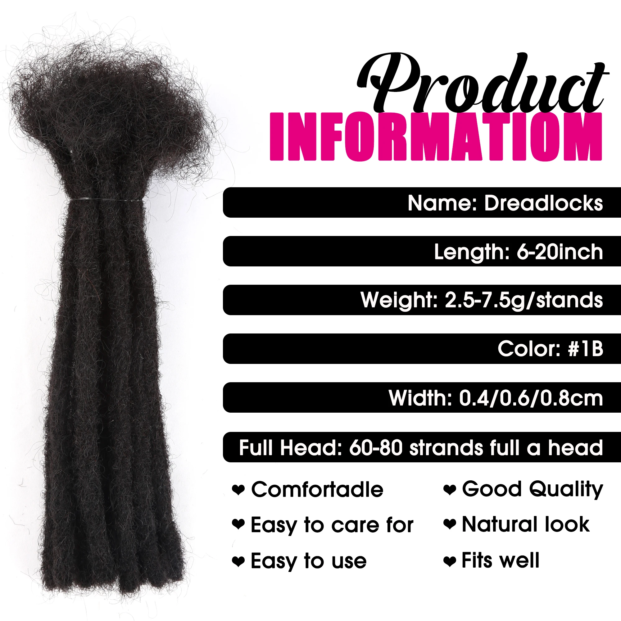 Dreadlocks Brazilian Remy 100% Real Handmade man Hair Strand Crochet Braids Bundles Locs Extensions Kinky Straight Braiding