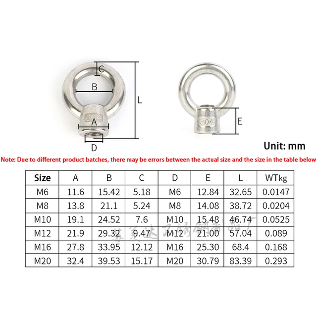 Dadi A Occhiello M10 In Acciaio Inox 304 - Per Sollevamento E Sospensione | Dadi Ad Anello Professionali - Foto 6