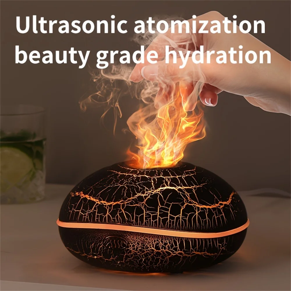 7-color simulation flame fragrance humidifier 2-in-1 home appliance with large mist volume USB flame humidifier desktop creative 1