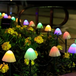 Solar Mushroom LED Fairy String Lights for Outdoor Garden and Patio Decoration (1pc Multicolor)