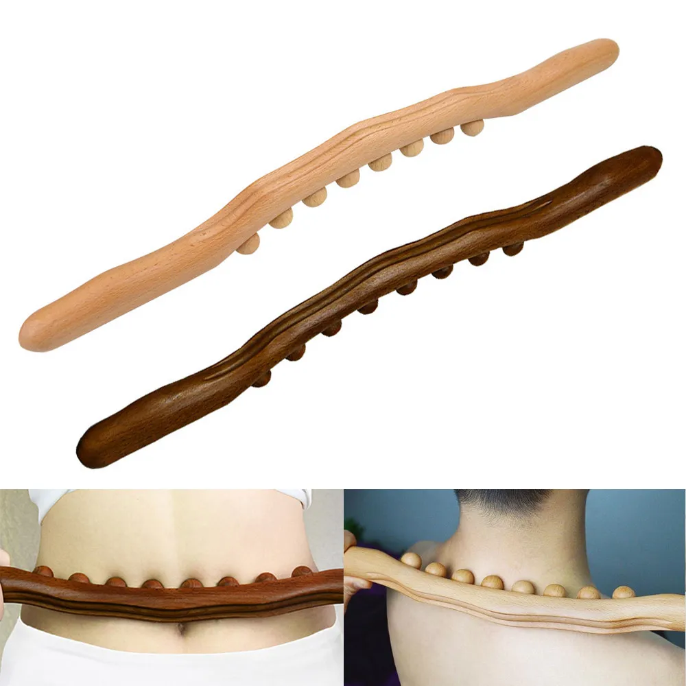Massaggiatore Per La Schiena Stick 8 Perline Gua Sha Massage Stick Legno Carbonizzato Schiena Corpo Meridiano Terapia Di Demolizione Bacchetta Massagg