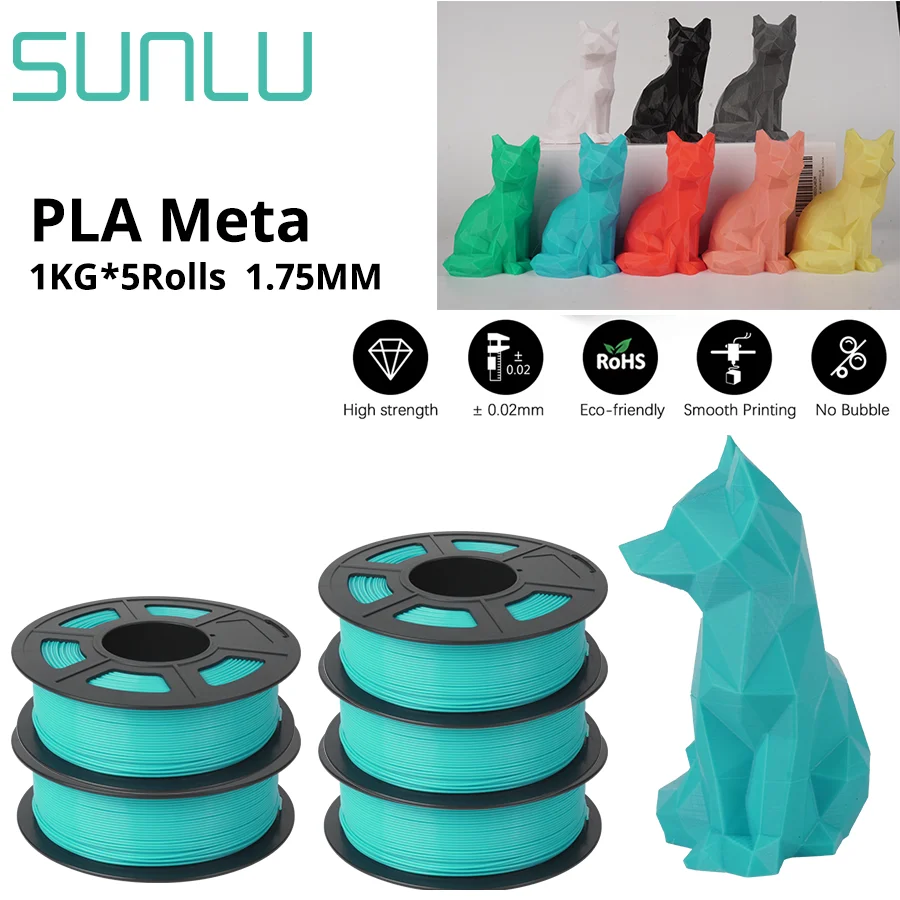 SUNLU PLA Meta 3D Filament 5KG 1.75MM Multiple Sale Printing High Liquidity Better For Fast Printing Eco-Friendly Artwork Design dikale 3d pen led screen diy 3d printing pen pla filament creative toy gift for kids design drawing 3d printer pen drawing stift