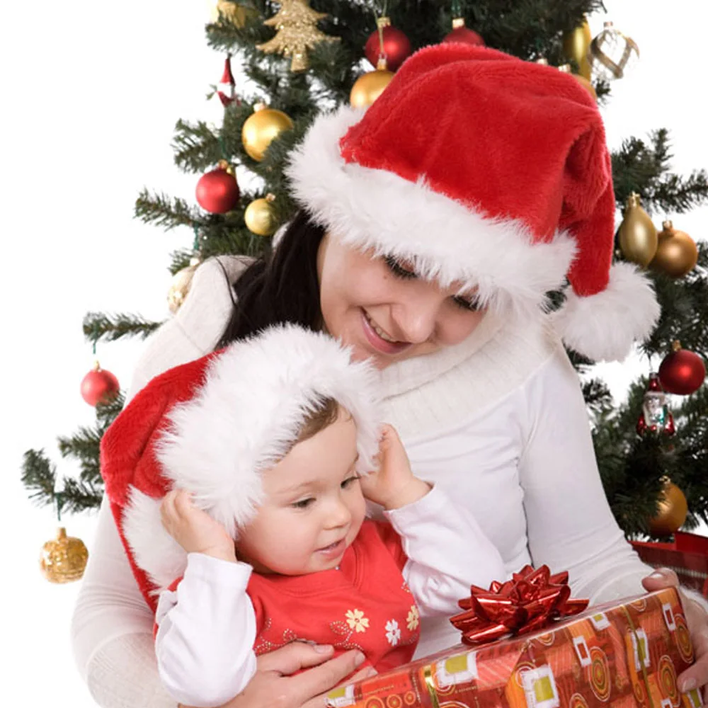 New Year Plush Christmas Hat Adult Children Christmas Decoration Santa Claus Gift Warm Winter Hat Decoration