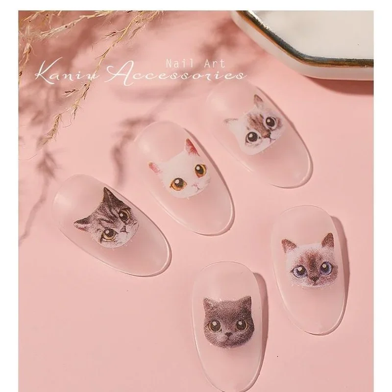 1Pc Schattige Huisdieren Nagelstickers Katten Honden Patroon Kunst Waterstickers Transfers Sticker