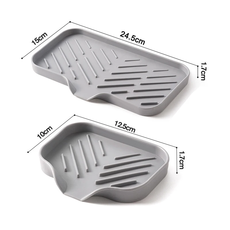1/2pcs Kitchen Sink Silicone Tray With Drain Soap Sponge Storage Holder Countertop Sink Scrubber Brush Soap Storage Rack 4
