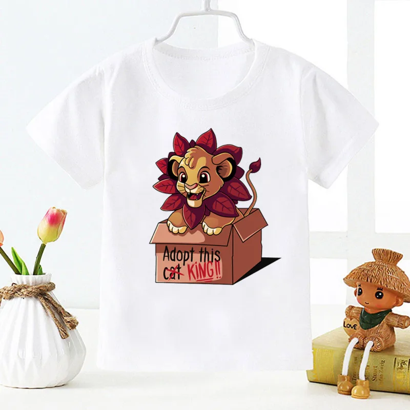 Camiseta del Rey León Simba para niños, ropa blanca de manga corta, Tops de verano para bebés de 1 a 12 años