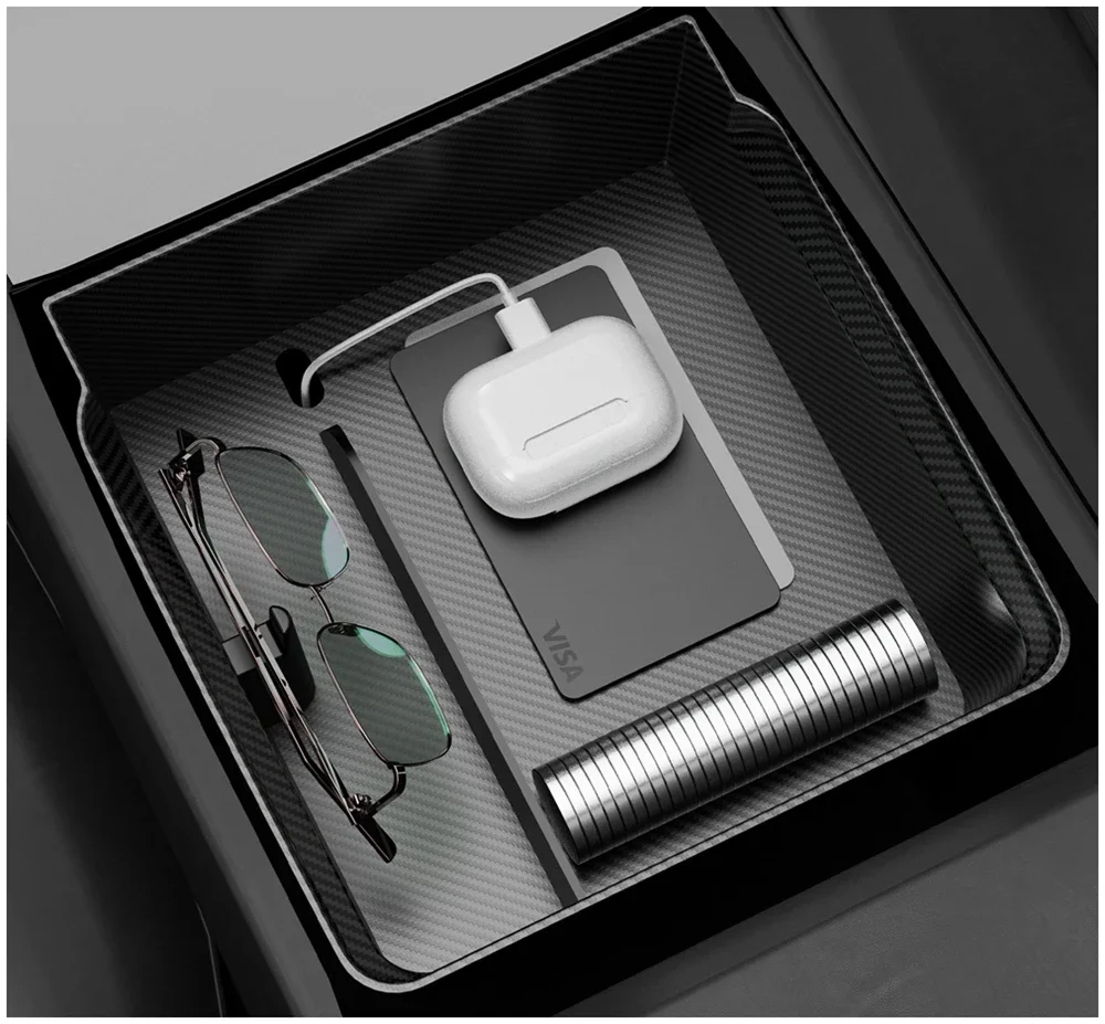 Storage Box for Tesla Model Y Juniper Launch 2025 Model 3 Highland Organizer Accessories Center Console Trays Hidden Cup Holder