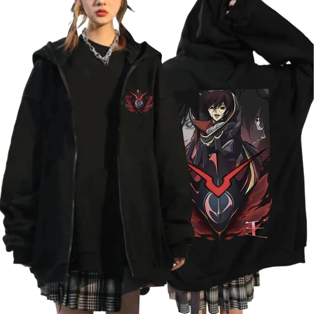 

Anime Code Geass Lelouch Lamperouge Print Zipper Hoodie Men Woman Casual Fleece Cotton Zip Up Outerwear Unisex Fashion Jacket