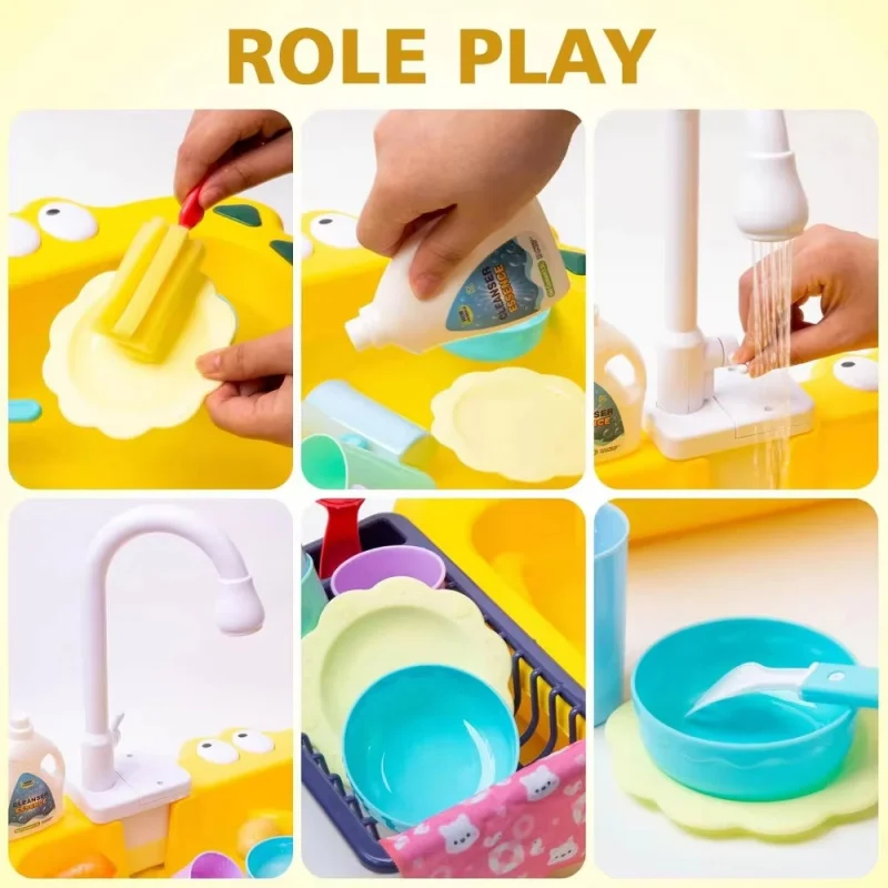 Real Dishwashers Realistic Kitchen Toys for Kids Electric Wash Dishes Kitchen Sink Cooking Dishwasher Set Set Toys