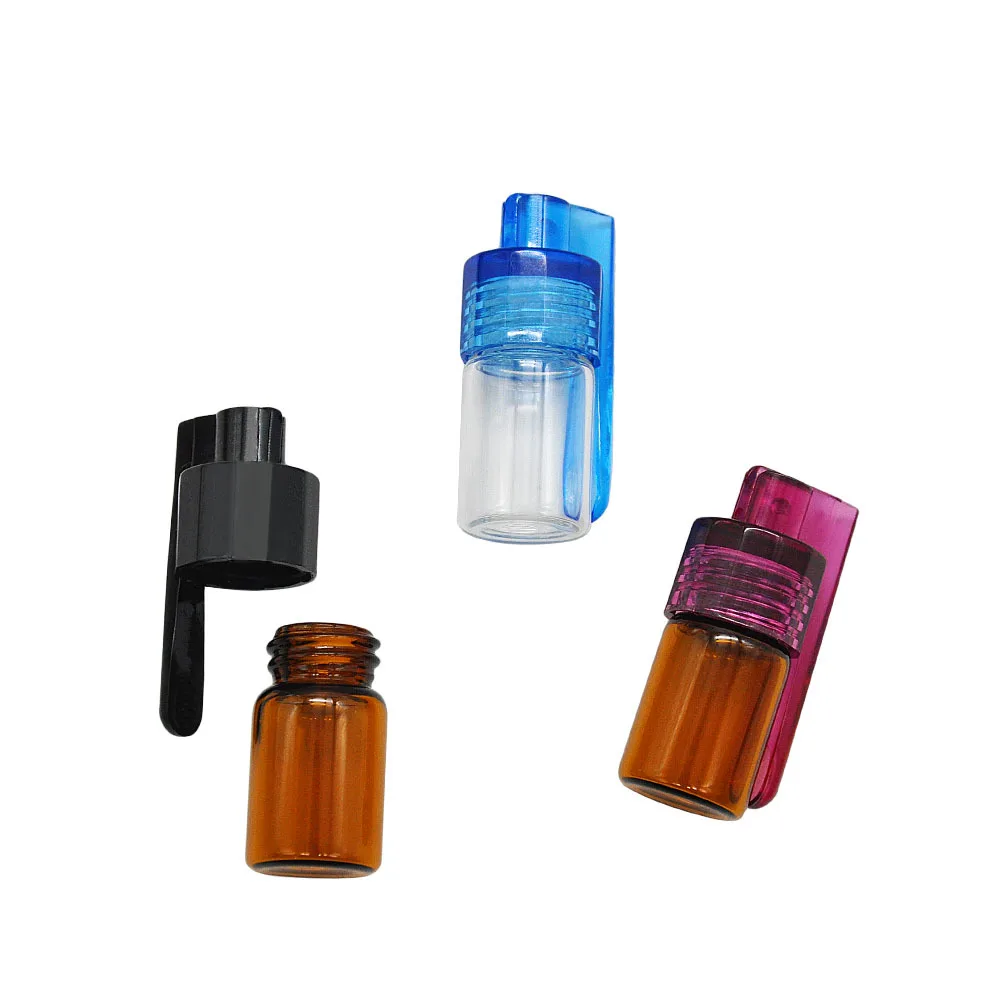 Portable Box Storage 36MM 51MM Container Bottle Glass Vial with Spoon Flip Case Household Randomly Cap Color