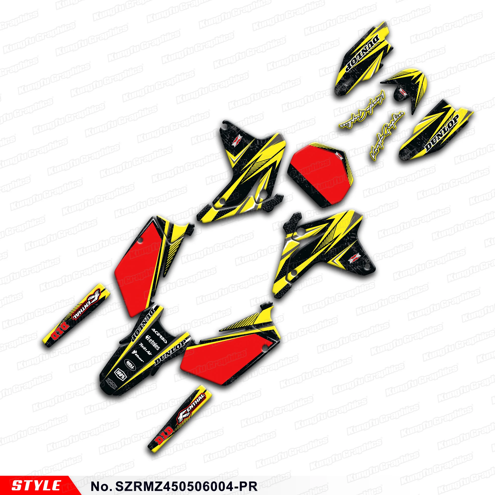 

Aftermarket Motocross Complete Vinyl Custom Decals Stickers Kit for Suzuki RMZ450 2005 2006, SZRMZ450506004-PR