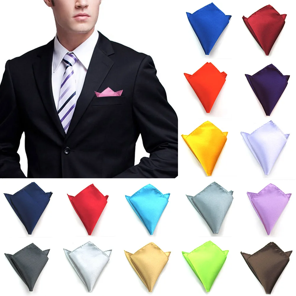 

New Fashion Satin Handkerchief For Men Candy Color Mens Suits Pocket Square Business Chest Towel Hanky Suit Napkin Solid Hankies