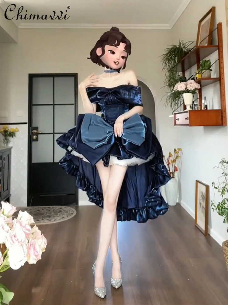 

Женское платье-футляр в стиле «лолита», роскошное платье принцессы с высокой талией, облегающее асимметричное платье из пузырчатой ткани, Новинка лета 2024