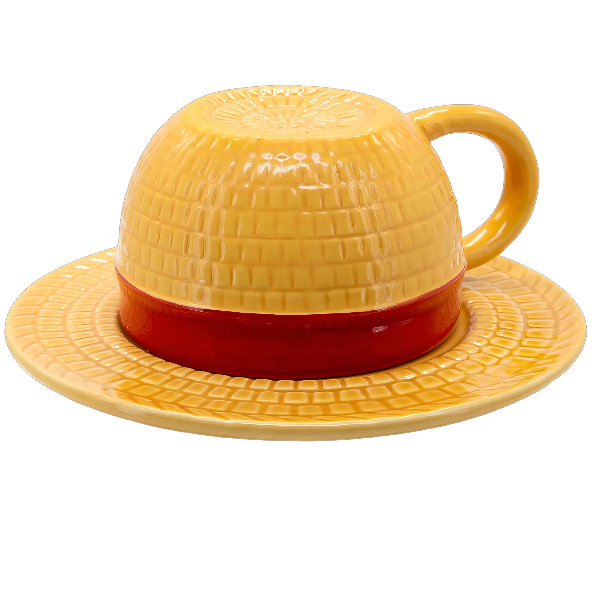 New One Piece Mug Ceramic Large Capacity Men'S Design Sense Water Cup For Home Use Road Flying Straw Hat Cup Desktop Decoration