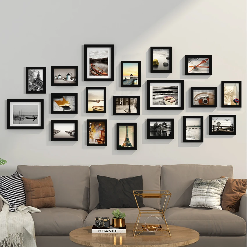 19Pcs/Set Wood Photo Frames For Pictures Wall Hanging Picture Frame Wooden Frame For Wedding Party Home Decoration Photo Decor