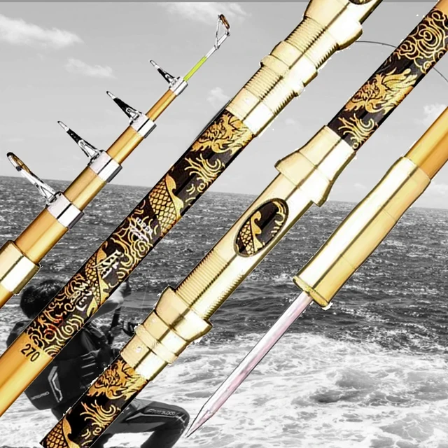 Professional Carp Fishing Rod Metal 2.1m-3.6m Gold Glass Fiber EVA Handle  Telescopic Spinning Rods Fishing Weight 5kg Sea River