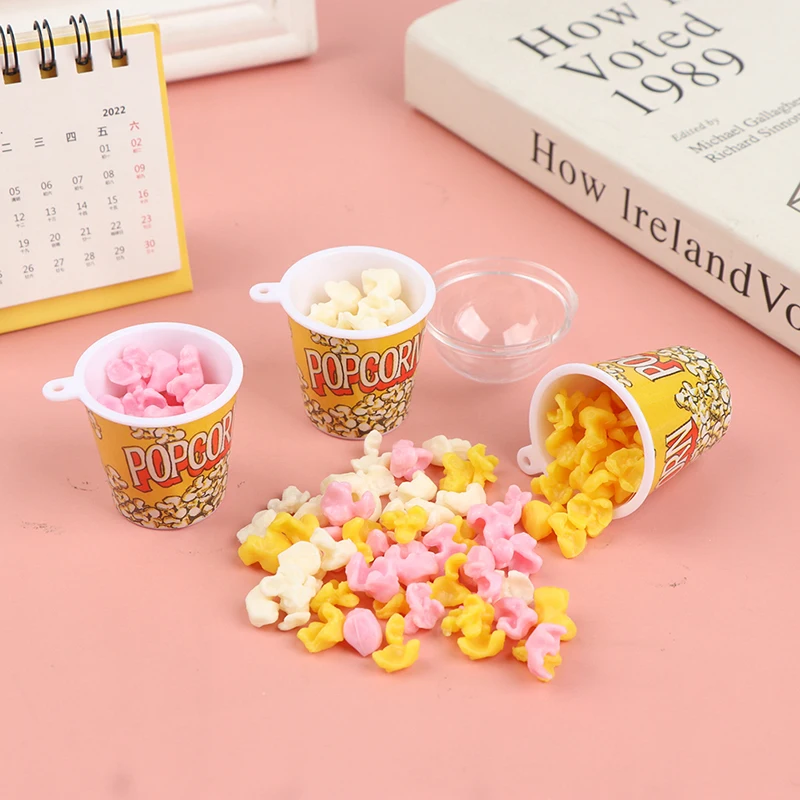 Miniature Popcorn Bucket - Dollhouse Pretend Snack Prop & Decoration