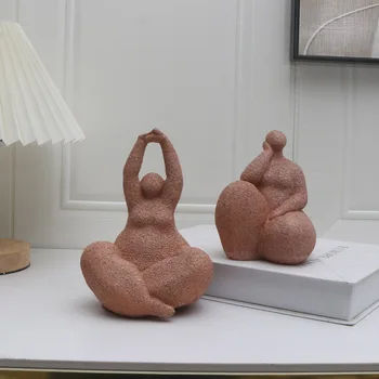Statue de femme potelée en résine de grès faite à la main, art abstrait, maison, salon, bureau, armoire, brittop, entrée, décembre, 1 pièce 1
