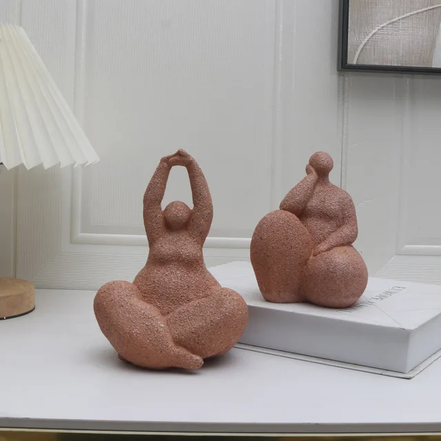 Statue de femme potelée en résine de grès faite à la main, art abstrait, maison, salon, bureau, armoire, brittop, entrée, décembre, 1 pièce 1