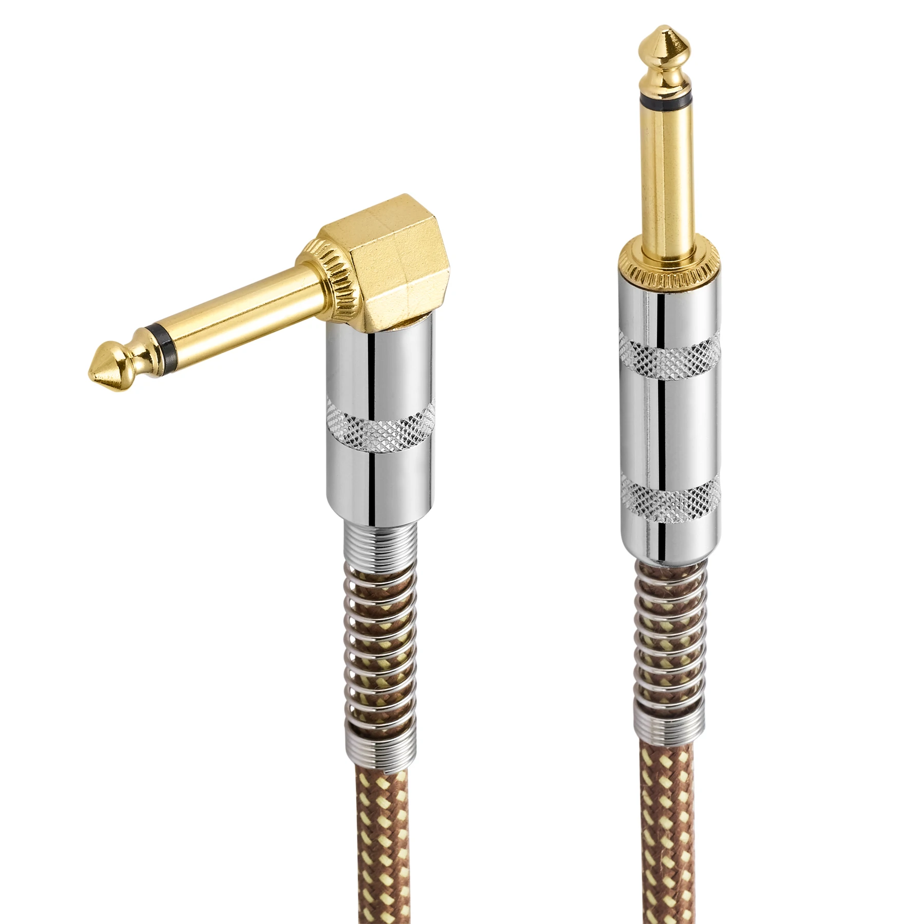 Bochara Braided 1/4'' Jack 90degree 6.5mm to 6.5mm Audio Mono Cable