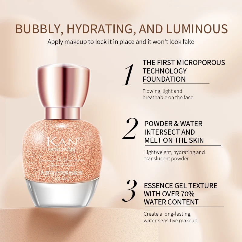 KAN Liquid Foundation Invisible Full Coverage Make Up Concealer Whitening Moisturizer Waterproof Makeup Foundation