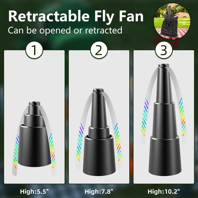 Flyan Ventilátor Az Asztalhoz Beltéri Kültéri Étkezés Hordozható, Állítható Asztali Légy Kívüli Éttermek - Image 4