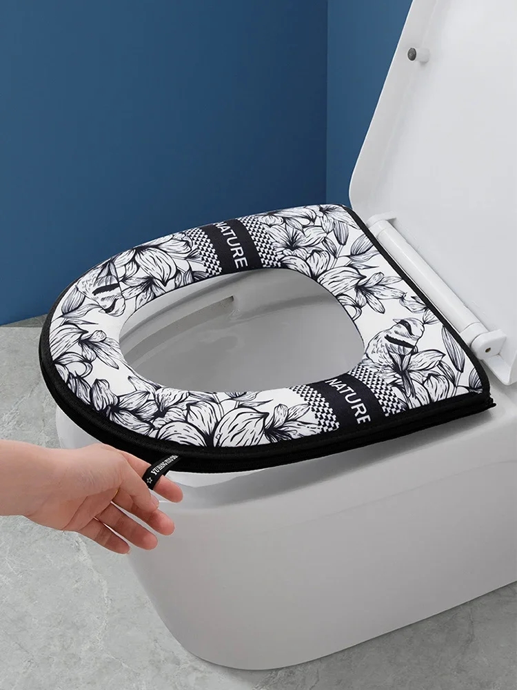 Description Picture 2 of item1pcs Toilet Seat Zipper Toilet Cover Waterproof Toilet Cover Simple Universal Waterproof Toilet Seat Pad Toilet Heating Pad
