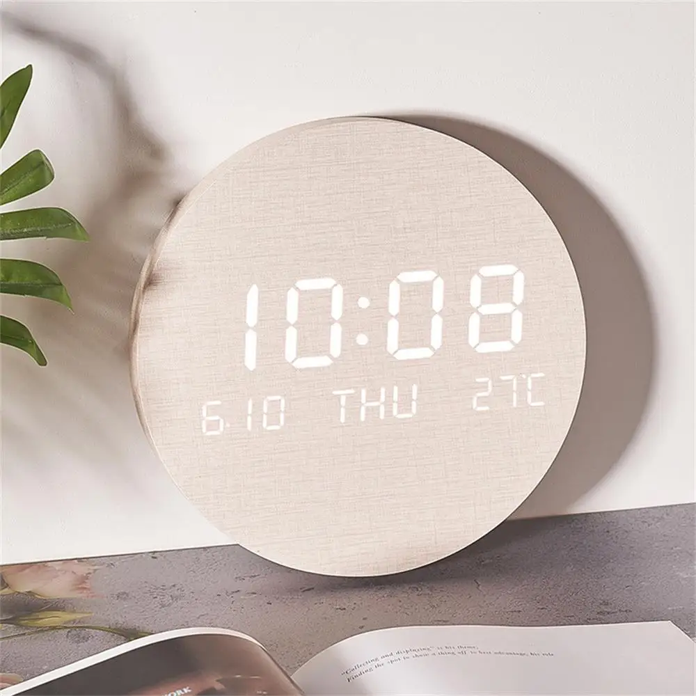 LED Digital Wall Clock Temperature Date Time Display Mute Creative Clock for Living Room Bedroom Nordic Style Hanging