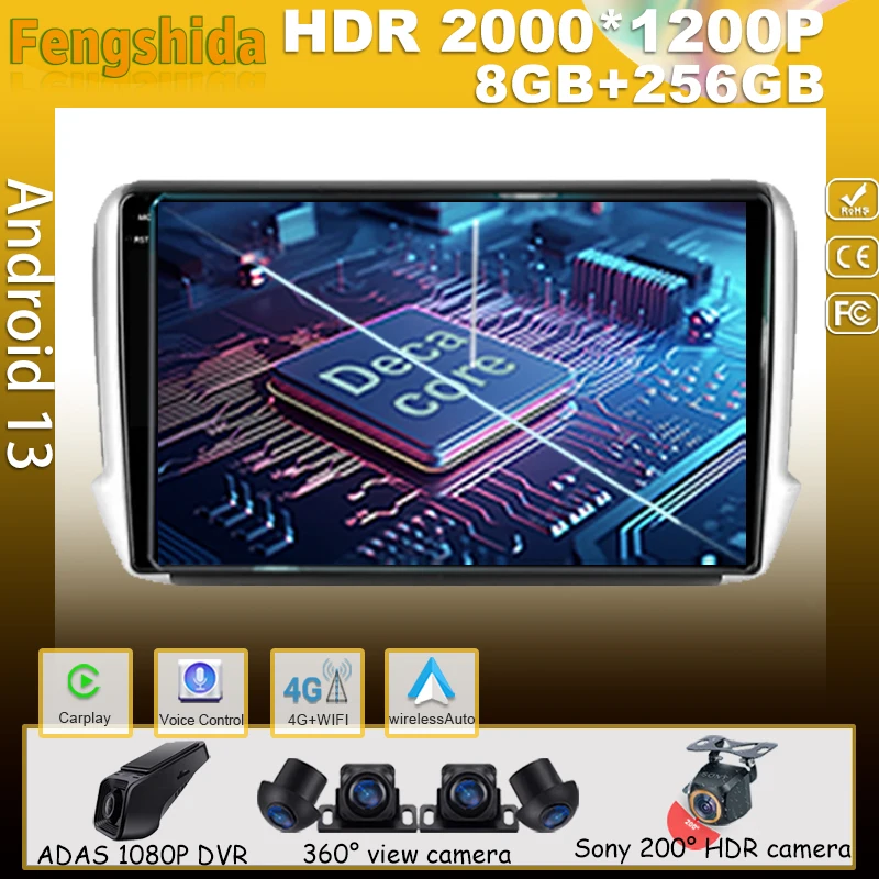 

Автомобильный видеопроигрыватель Android для Peugeot 2008 1 2013-2020, автомобильное радио No 2din, сенсорный экран, головное устройство 7862, навигация, мультимедийный видеорегистратор